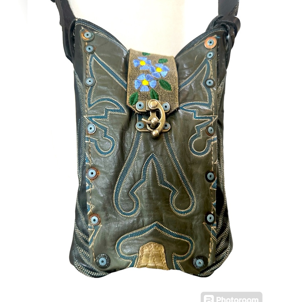 Vintage Handmade Western Boot Crossbody Bag